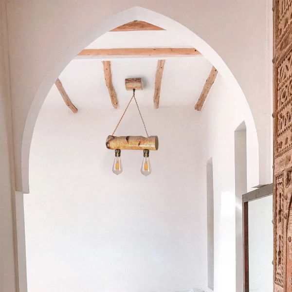 Lámpara artesanal de techo en Abedul