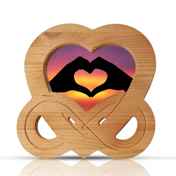Portarretrato sobremesa de madera maciza con foto de corazon